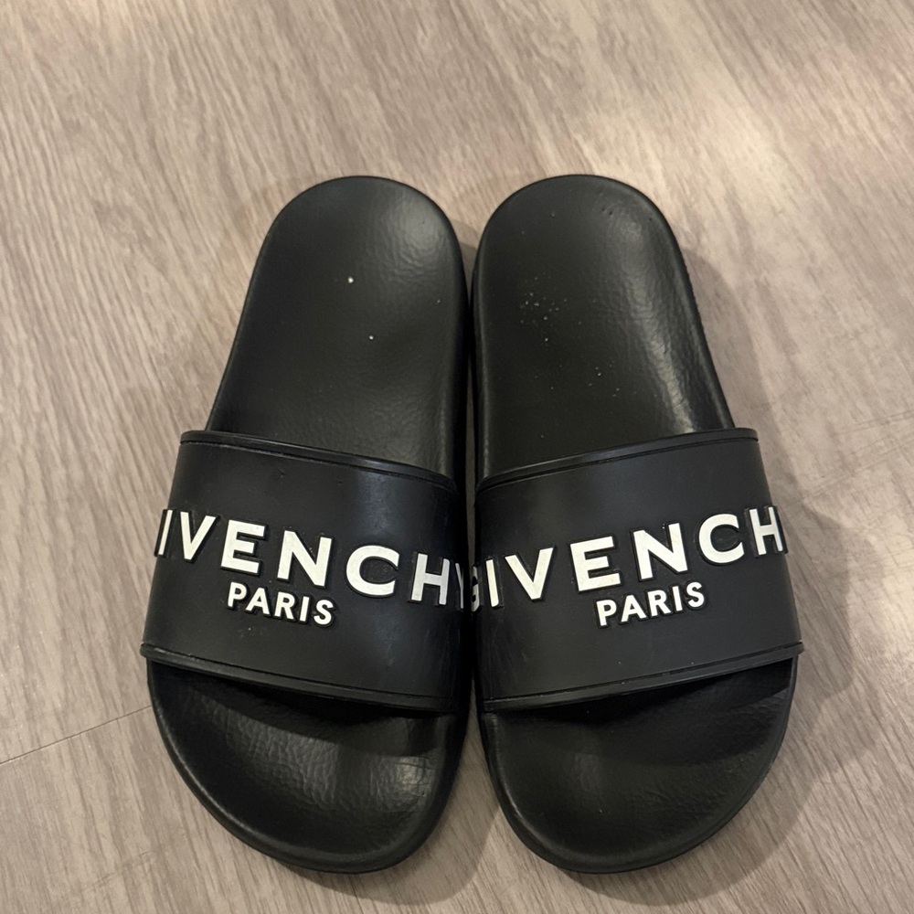 Givenchy Black Slides with White Logo